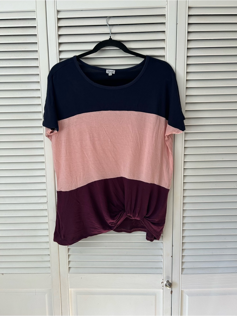 Kismet Colorblock Short Sleeve Tee in Navy, Blush, Plum